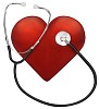 Clipped red heart with stetoscope