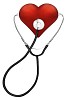 Clipped stetoscope listening heart