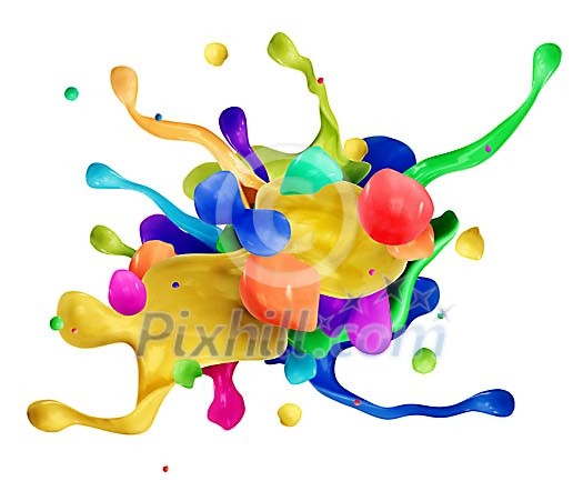 Clipped splashing colours on a white background Clipped splashing colours on a white background