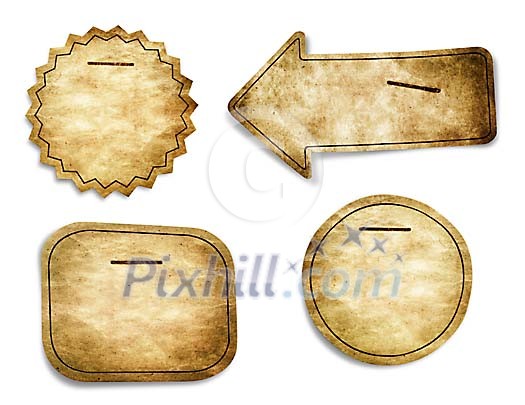 Clipped old different shaped tags Clipped old different shaped tags