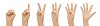 Clipped female hands showing numbers with fingers
