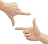 Clipped male hands forming a rectangle
