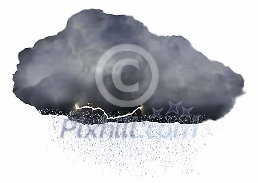 Clipped dark cloud with rain and lightning Clipped dark cloud with rain and lightning