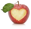 Clipped apple with heart cut on its side