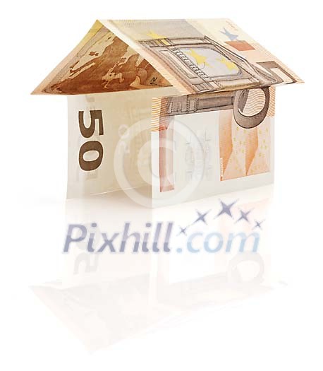 Clipped house made of one 50 euro banknote Clipped house made of one 50 euro banknote