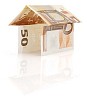 Clipped house made of one 50 euro banknote