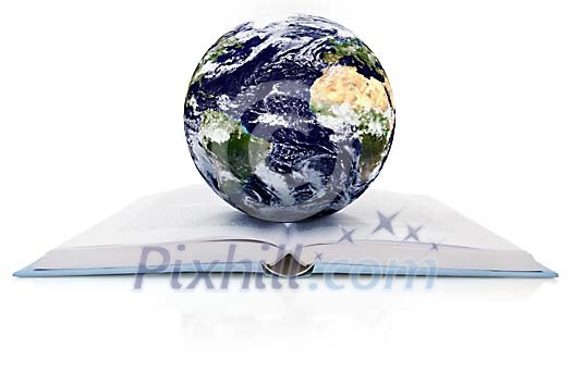 Globe on top of an open book Globe on top of an open book