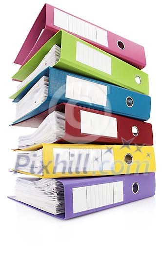 Pile of 6 colourful folders Pile of 6 colourful folders