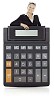 Accountant with a giant calculator