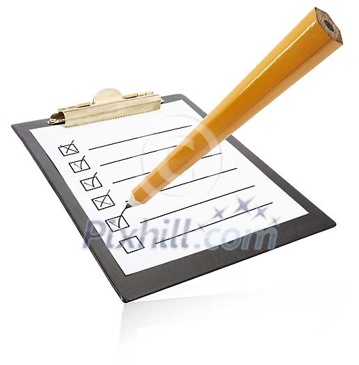 Clipboard with pencil marking Clipboard with pencil marking
