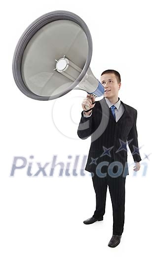 Businessman with megaphone Businessman with megaphone