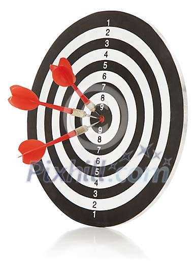 3 darts in center of dartboard 3 darts in center of dartboard