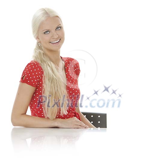 Woman smiling towards camera Woman smiling towards camera
