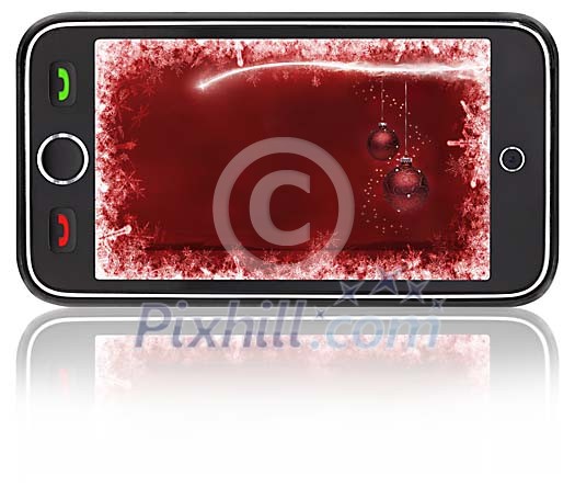 Smartphone with christmas greeting card Smartphone with christmas greeting card