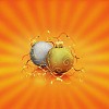 Christmas balls on orange background