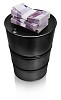 500 euro banknotes on top of oil barrel