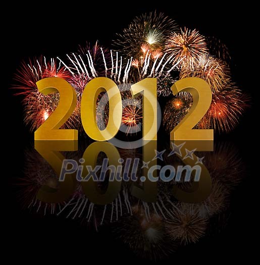 Fireworks behind golden 2010 numbers Fireworks behind golden 2010 numbers