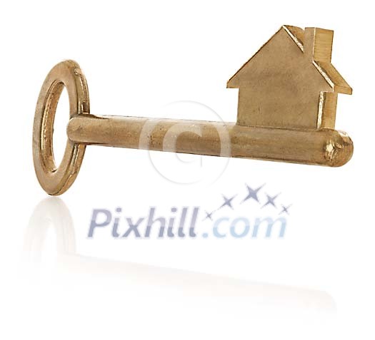 Old style key shaped with house symbol Old style key shaped with house symbol