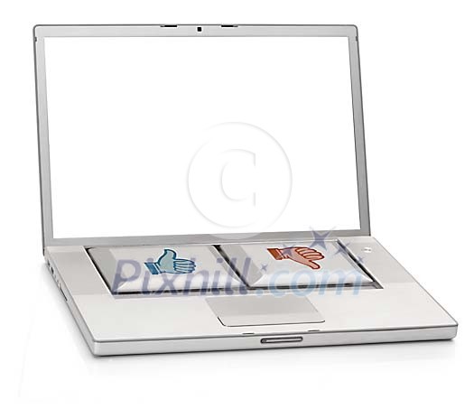 Laptop with like and dislike buttons Laptop with like and dislike buttons