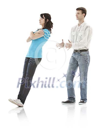 Female falling and male catching Female falling and male catching