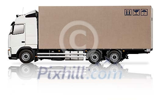 Truck with giant moving box as lorry Truck with giant moving box as lorry