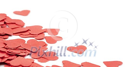 Paper hearts forming a corner Paper hearts forming a corner