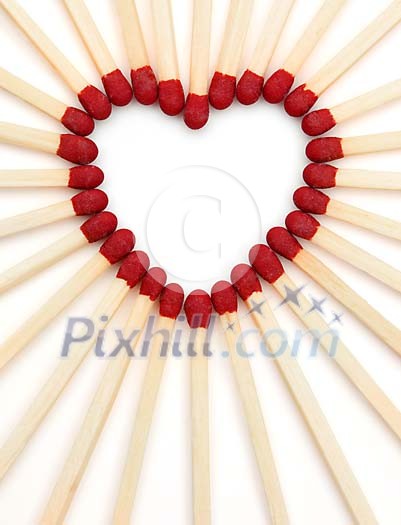 Isolated matches forming a heart Isolated matches forming a heart