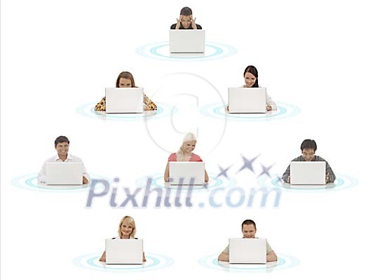 Workers in contact via computer Workers in contact via computer