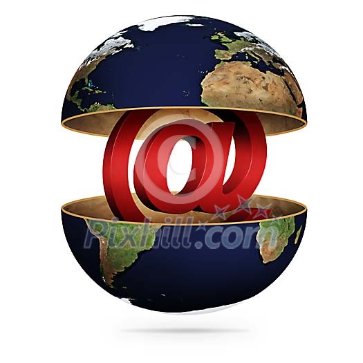 Email symbol inside globe Email symbol inside globe