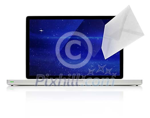 Envelope coming out of laptop screen Envelope coming out of laptop screen