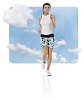 Girl running between the clouds