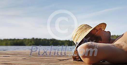 Man taking a summer nap Man taking a summer nap