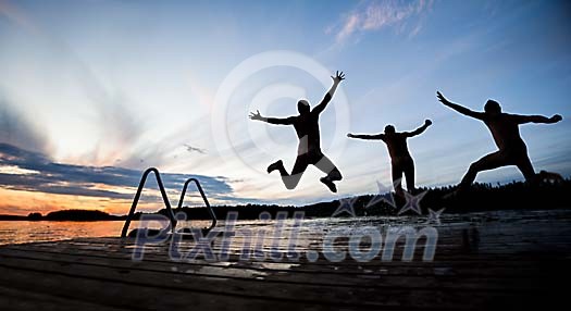Youngsters going swimming Youngsters going swimming