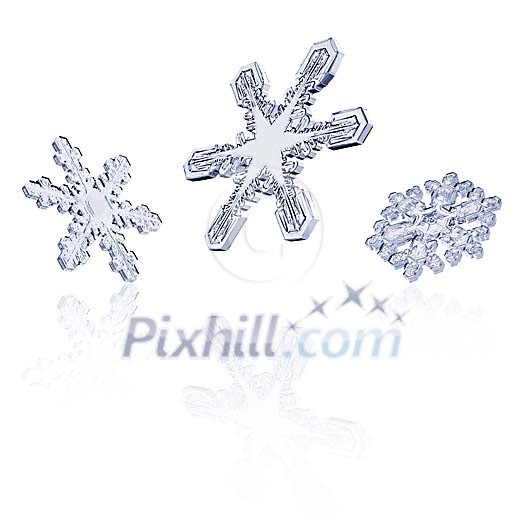 Isolated 3d snowflakes Isolated 3d snowflakes