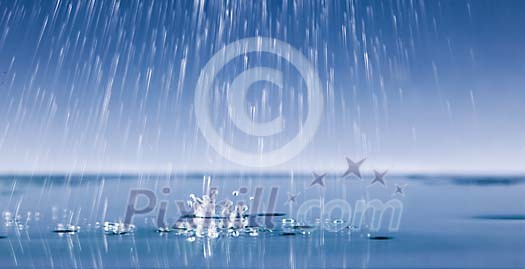 Raindrops landing in water Raindrops landing in water