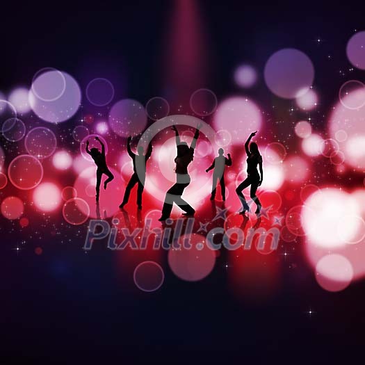 Group Dancing in Disco Environment Group Dancing in Disco Environment