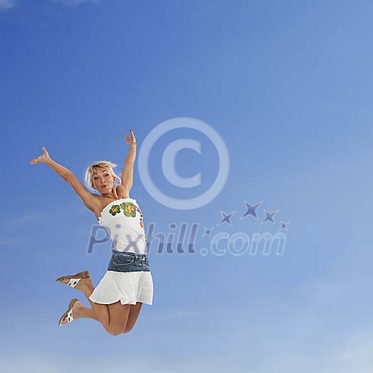 Female jumping in the air Female jumping in the air