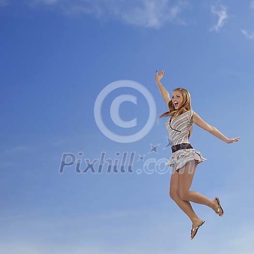 Female jumping in the air Female jumping in the air