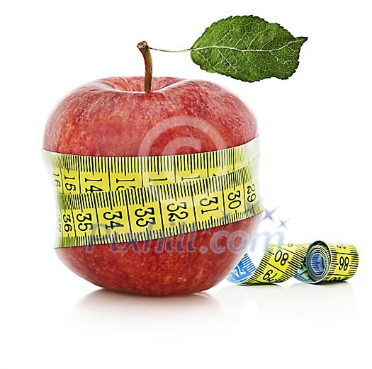 Apple with measuring tape Apple with measuring tape