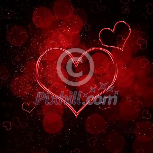 Heart flying between the stars on bokeh background Heart flying between the stars on bokeh background