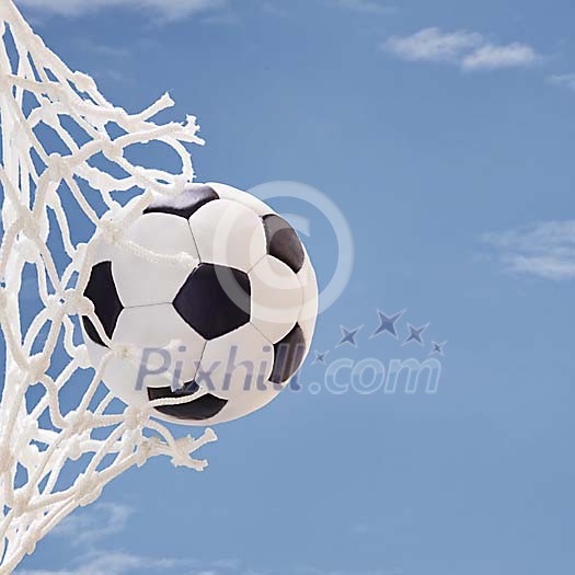 Soccer ball breaks through net Soccer ball breaks through net