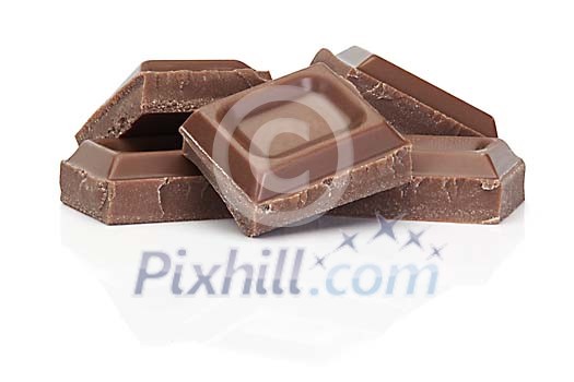 Isolated chocolate pieces Isolated chocolate pieces