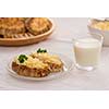 Karelian pasty breakfast with a glass of milk