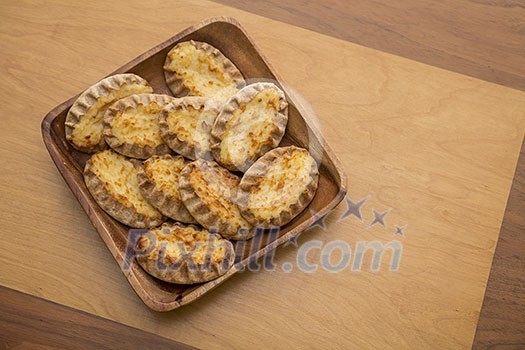 Karelian pasty on a tray Karelian pasty on a tray