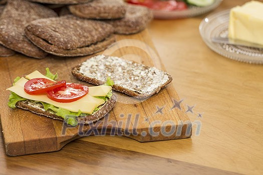 Sandwich with cheese and tomato Sandwich with cheese and tomato