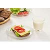 Sandwich with a glass of milk