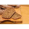 Rye bread on a cutting board