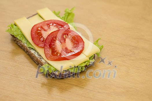 Rye bread with cheese and tomato Rye bread with cheese and tomato