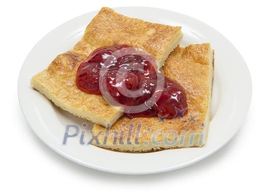 Isolated pancake dessert with jam Isolated pancake dessert with jam