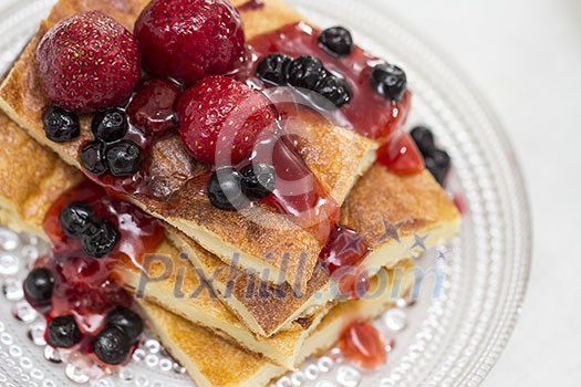 Pile of pancakes with jam Pile of pancakes with jam
